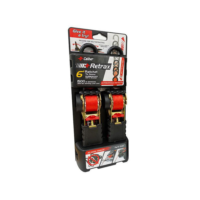 Caliber Retrax – Retractable Straps 6' - 2-pack