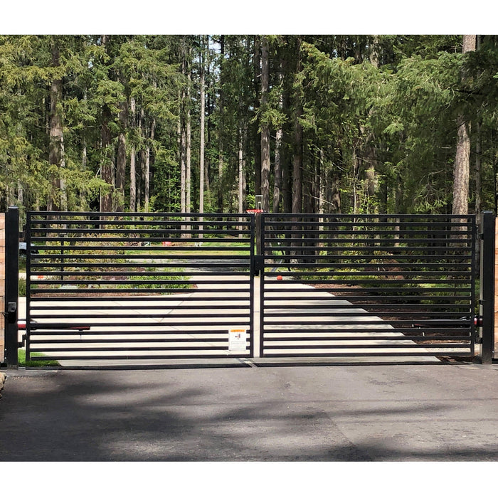 Aleko Automated Steel Dual Swing Driveway Gate and Gate Opener Complete Kit - MILAN Style - 14 x 6 Feet - ETL Listed