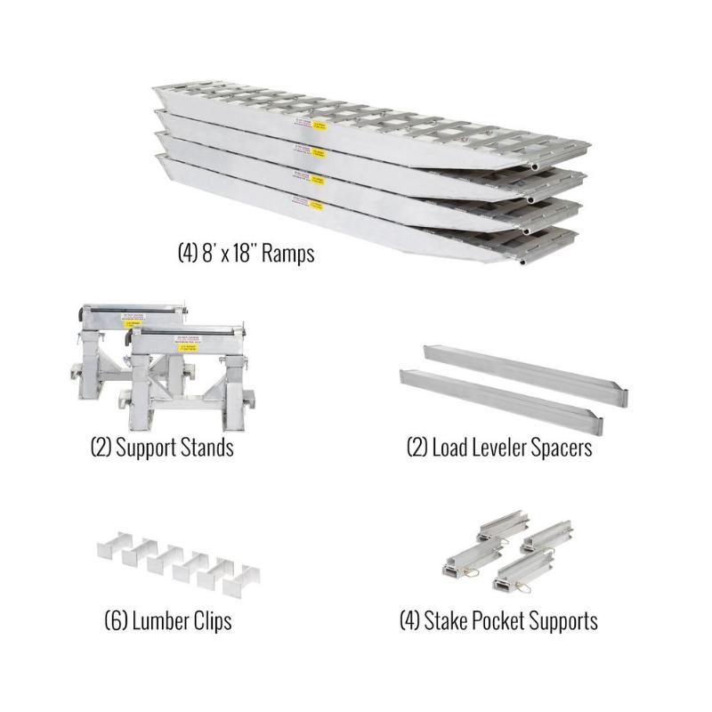 HD Ramps 16' L x 18" W 2 Bunk Load Leveler / 4 Ramp System for 22" H Step Deck Trailers bundled product names