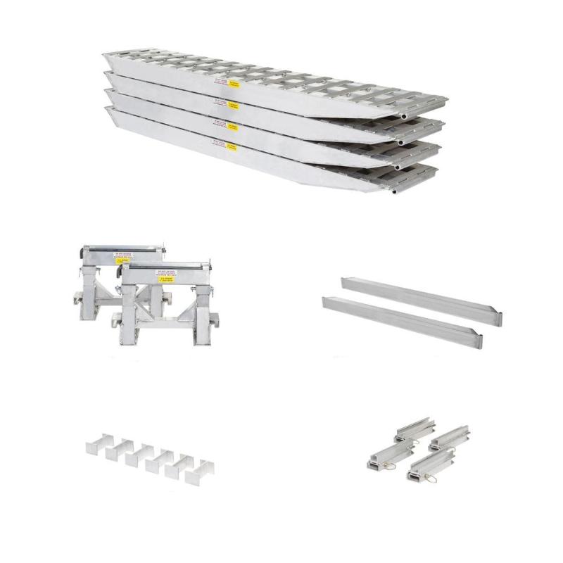 HD Ramps 16’ L x 20" W 2 Bunk Load Leveler / 4 Ramp System for 26" H Step Deck Trailers bundle
