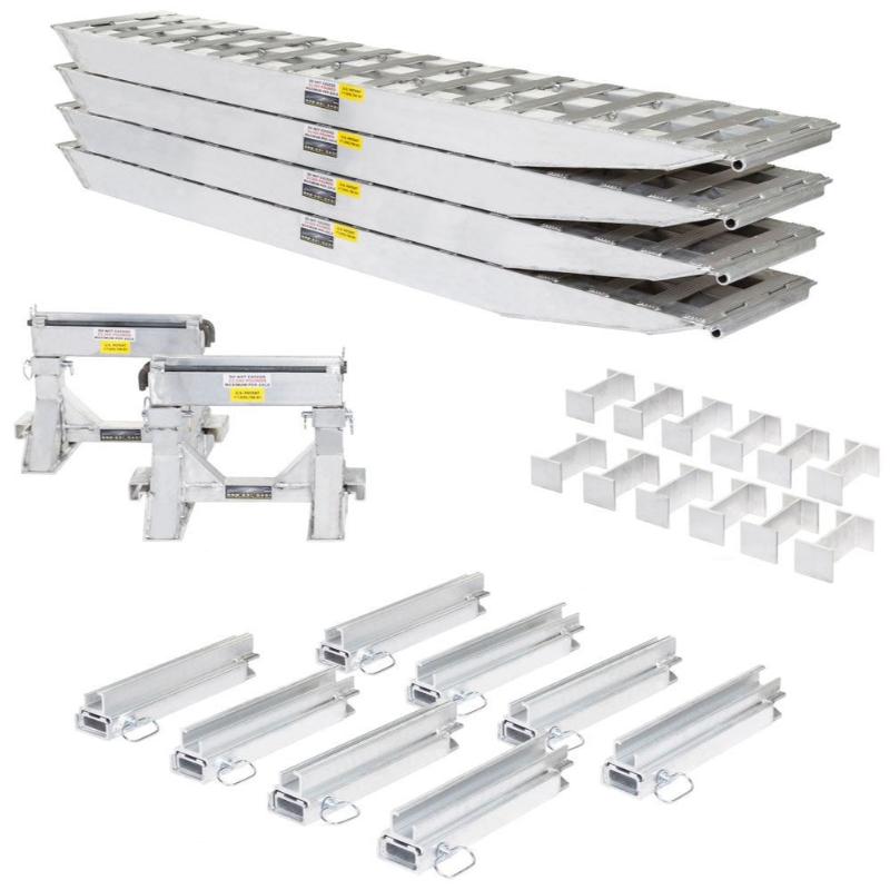 HD Ramps 16' L x 20" W 4 Bunk Load Leveler / 4 Ramp System for 20" H Step Deck Trailers bundle