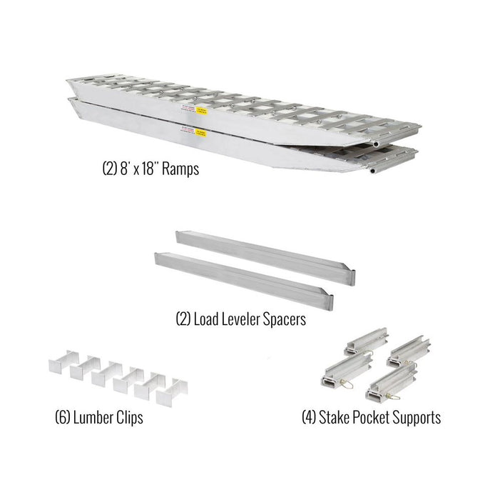 HD Ramps 8' L x 18" W 2 Bunk Load Leveler / 2 Ramp System for 24" H Step Deck Trailers - 23,500 lb. Capacity