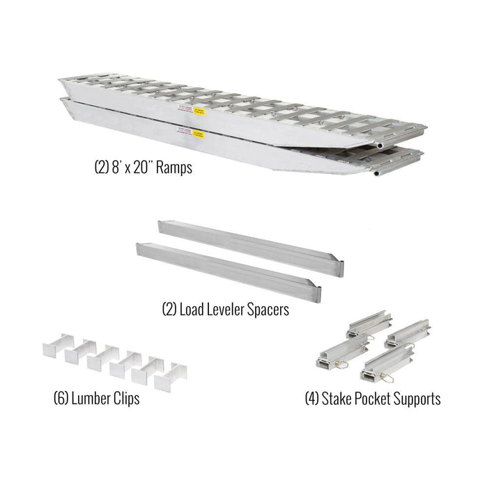 HD Ramps 8' L x 20" W 2 Bunk Load Leveler / 2 Ramp System for 26" H Step Deck Trailers - 23,500 lb. Capacity