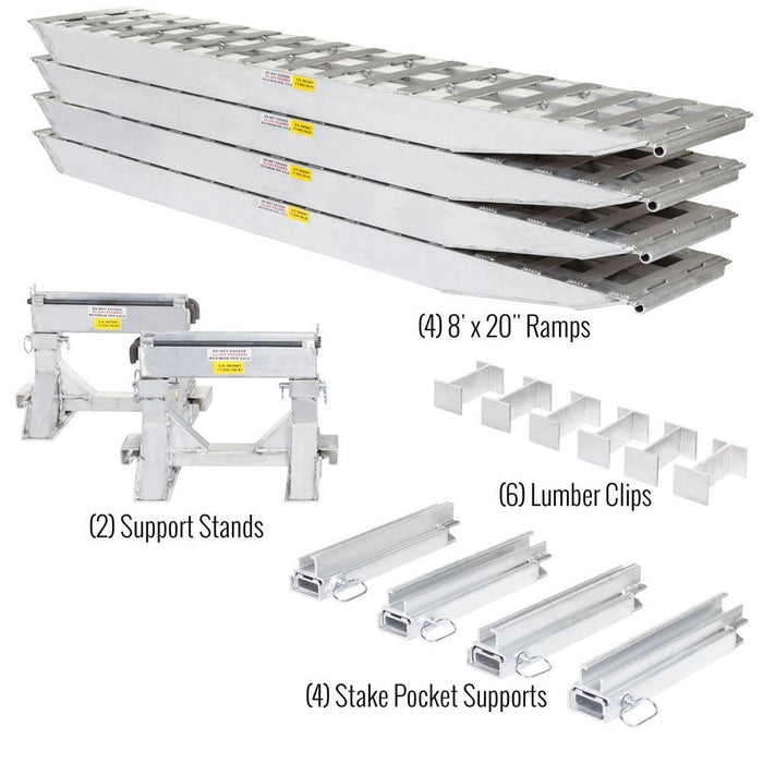 HD Ramps 16' L x 20" W 2 Bunk Load Leveler / 4 Ramp System for 20" H Step Deck Trailers - 23,500 lb. Capacity