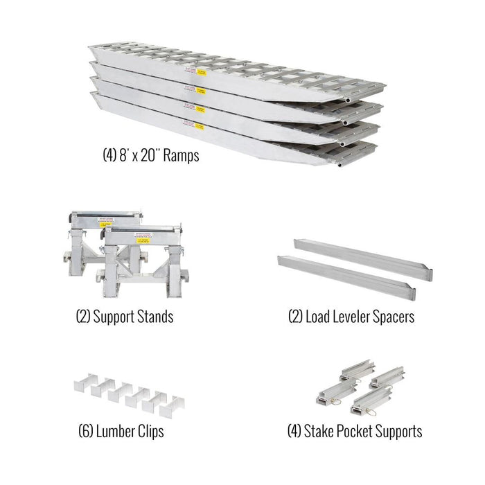 HD Ramps 16’ L x 20" W 2 Bunk Load Leveler / 4 Ramp System for 26" H Step Deck Trailers - 23,500 lb. Capacity