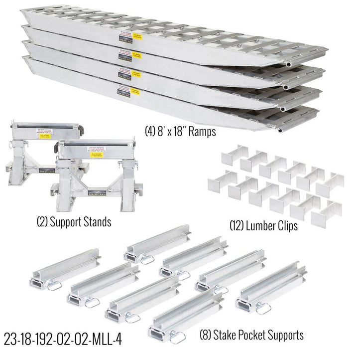 HD Ramps 16' L x 20" W 4 Bunk Load Leveler / 4 Ramp System for 20" H Step Deck Trailers - 23,500 lb. Capacity