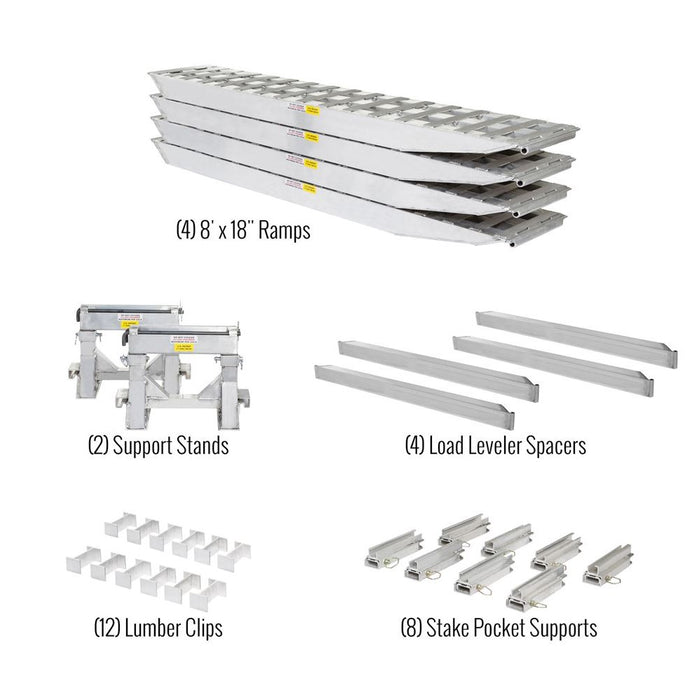 HD Ramps 16’ L x 18" W 4 Bunk Load Leveler / 4 Ramp System for 24" H Step Deck Trailers - 23,500 lb. Capacity