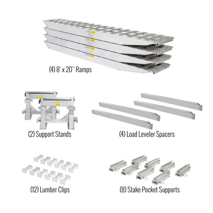 HD Ramps 16’ L x 20" W 4 Bunk Load Leveler / 4 Ramp System for 26" H Step Deck Trailers - 23,500 lb. Capacity