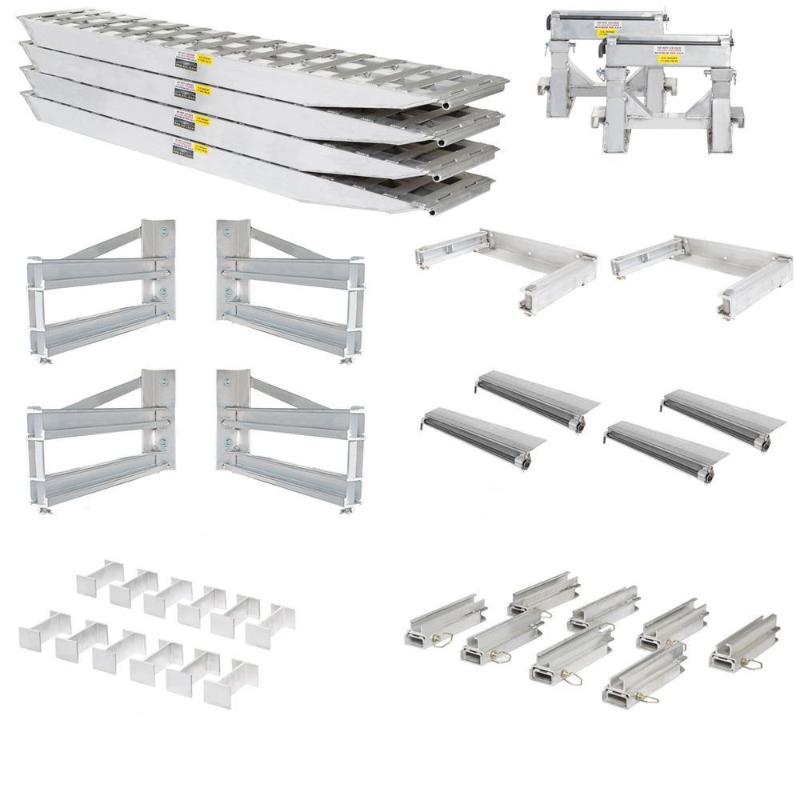 HD Ramps 4 Bunk Load Leveler / 4 Ramp Master Kit for 20" Step Deck Trailers, 23,500 lb, Aluminum