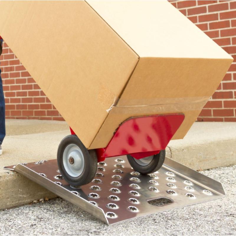 Guardian 27" x 27" Heavy-Duty Aluminum Curb Ramp with EZ-Traction in use
