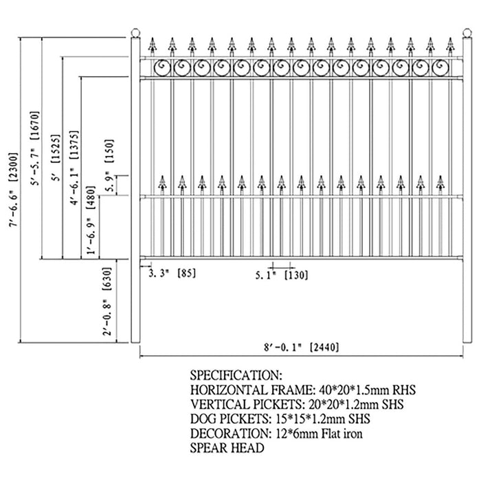 Aleko 2-Panel Fence Kit - PRAGUE Style - 8x5 ft. Each