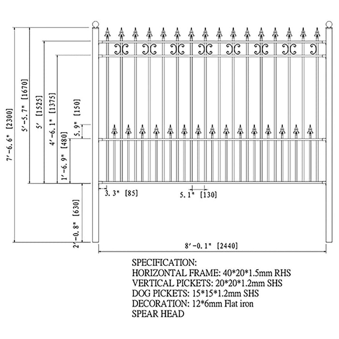 Aleko 2-Panel Fence Kit - VENICE Style - 8x5 ft. Each