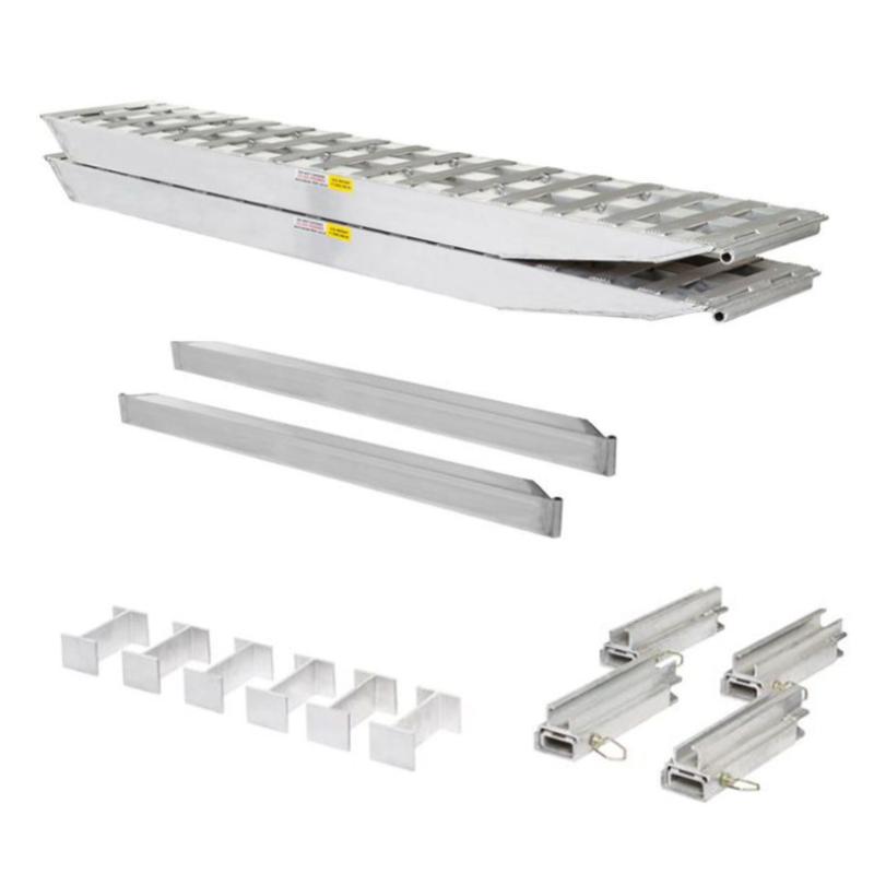 bundled products of the HD Ramps 2 Bunk Load Leveler / 2 Ramp System 8'x18" for 24" H Step Deck Trailers