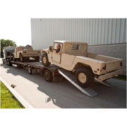 HD Ramps 2 Bunk Load Leveler / 2 Ramp System 8'x18" for 24" H Step Deck Trailers is in use as a ramp