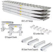 bundled product names of the HD Ramps 2 Bunk Load Leveler / 4 Ramp System 16'x18" for 18" H Step Deck Trailers