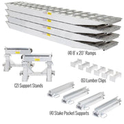bundled product names of the HD Ramps 2 Bunk Load Leveler / 4 Ramp System 16'x20" for 20" H Step Deck Trailers