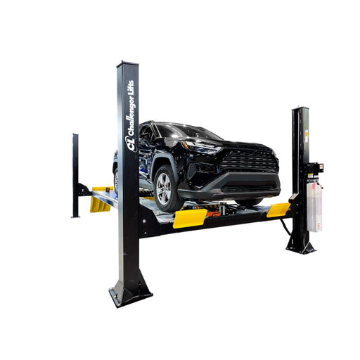 Challenger Lifts 4115EFX Four Post Automotive Lift with vehicle on it