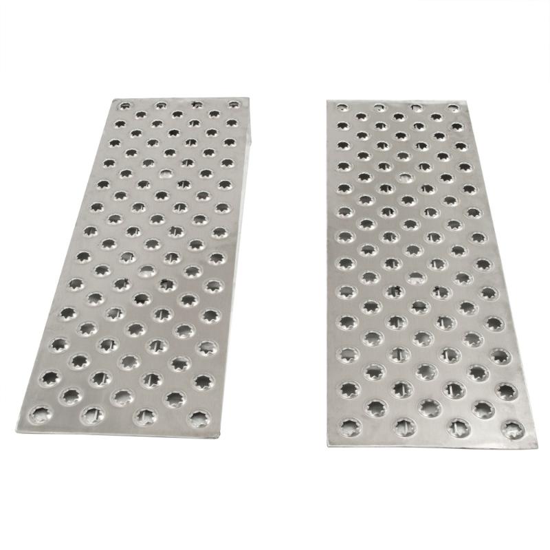 top view of the HD Ramps 48" x 16" Aluminum Shipping Container Wedge Ramps 10,000 lb. Capacity