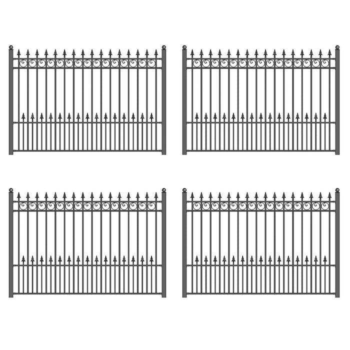 Aleko 4-Panel Steel Fence Kit - PRAGUE Style - 8x5 ft. Each