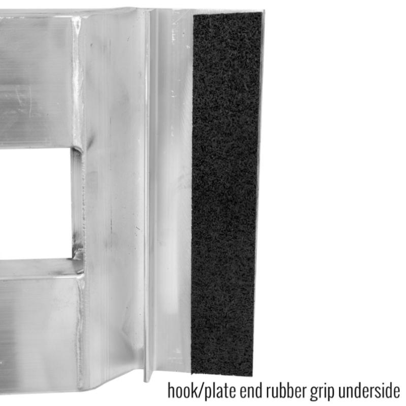 end rubber grip underside of the HD Ramps 4' x 12" Hook & Plate Hybrid End Aluminum Car Trailer Ramps 3,000 lbs Capacity