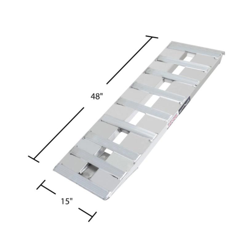 dimensions of the HD Ramps 4' x 15" Aluminum Hook End Car Trailer Ramps 5000 lbs Capacity