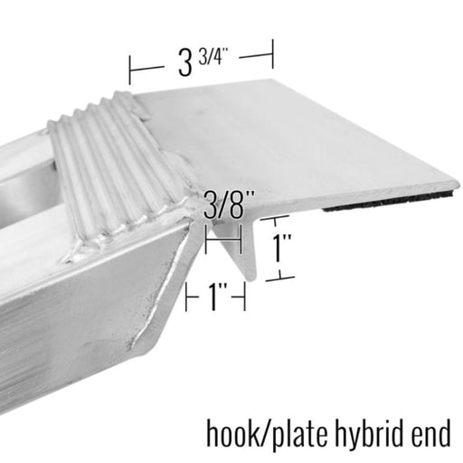  dimensions of the Hybrid end of the HD Ramps 5' x 12" Hook & Plate Hybrid End Aluminum Car Trailer Ramps 3000 lbs Capacity