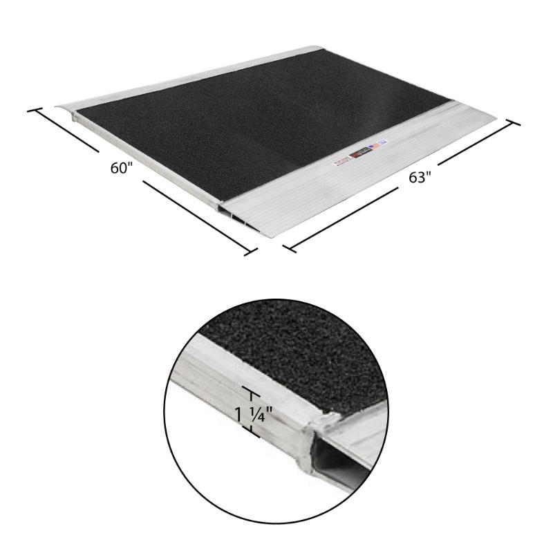 dimensions of the HD Ramps 60" x 63" Grit-Coat Shipping Container Ramps 12,000 lbs Capacity 