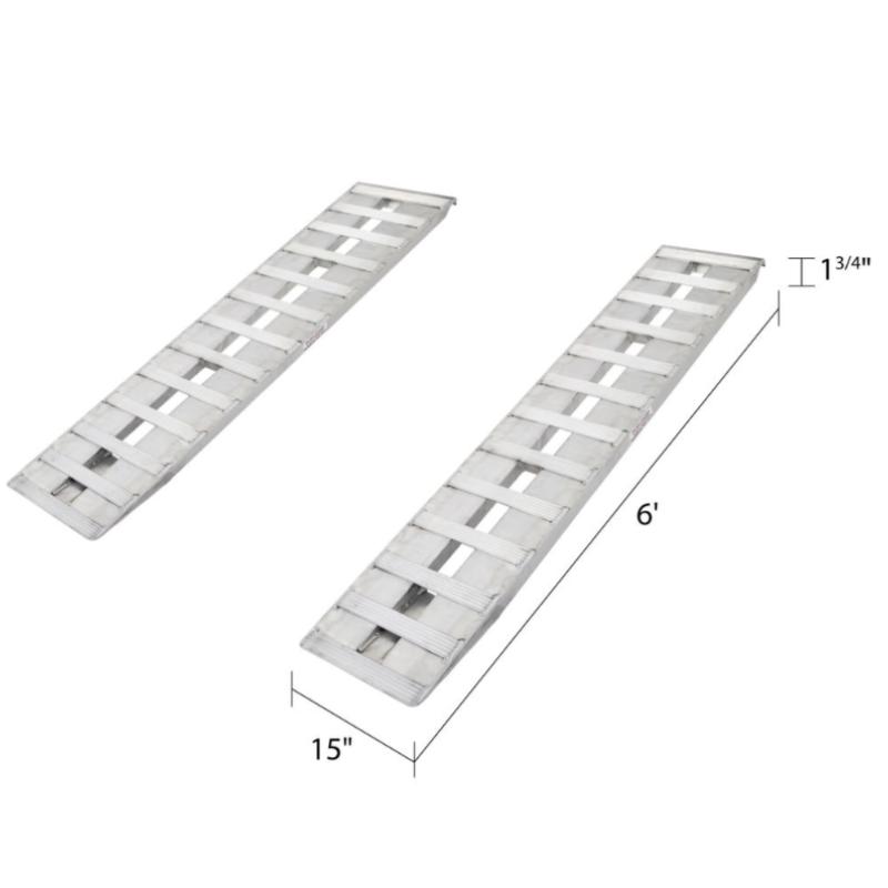 dimensions of the HD Ramps 6' x 15" Hook End Aluminum Car Trailer Ramps 4000 lbs Capacity