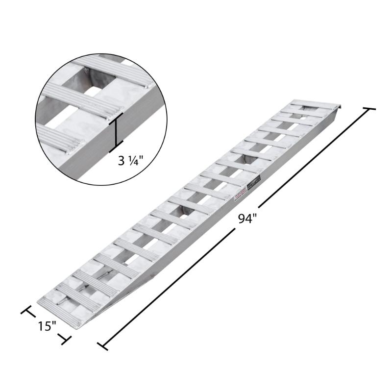 dimensions of the HD Ramps 7' 10" x 15" Aluminum Hook End Car Trailer Ramps 5,000 lbs per Axle 