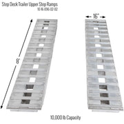 dimensions of the HD Ramps 8' x 16" Aluminum Ramps with Pin-On Ends 10,000 lb. Capacity