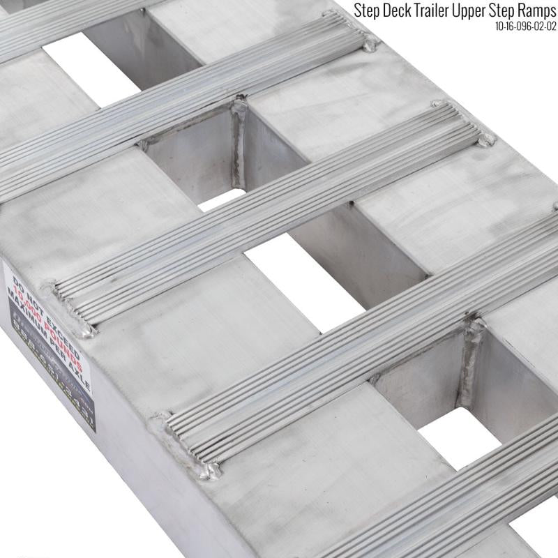 serrated rungs of the HD Ramps 8' x 16" Aluminum Ramps with Pin-On Ends 10,000 lb. Capacity is stacked on each other