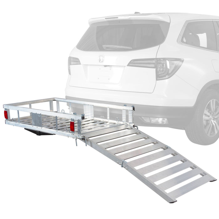 Elevate Outdoor Aluminum Basket Deluxe Cargo Carrier with Ramp - 500 lb Capacity