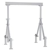 Vestil AHA-2-8-10-ALO aluminum gantry crane with adjustable height, Adjustable Leveling Option and sturdy I-beam for flexible lifting.