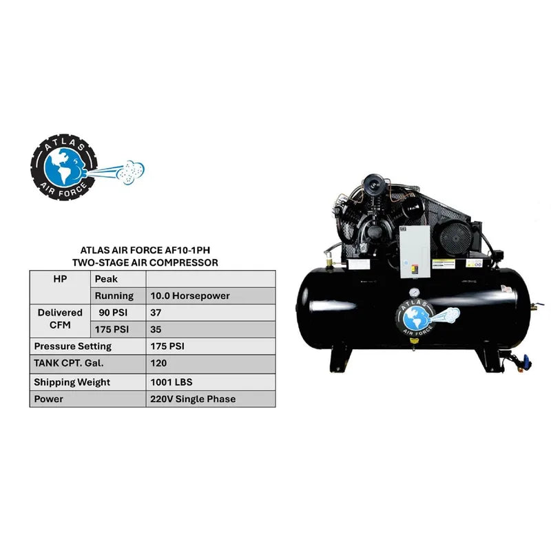 Atlas Air Force AF10 10HP 120 Gallon Air Compressor