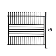 Aleko Berlin straight-top 8-panel galvanized steel commercial fence kit