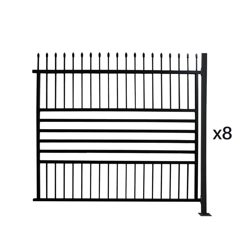 Aleko Berlin straight-top 8-panel galvanized steel commercial fence kit
