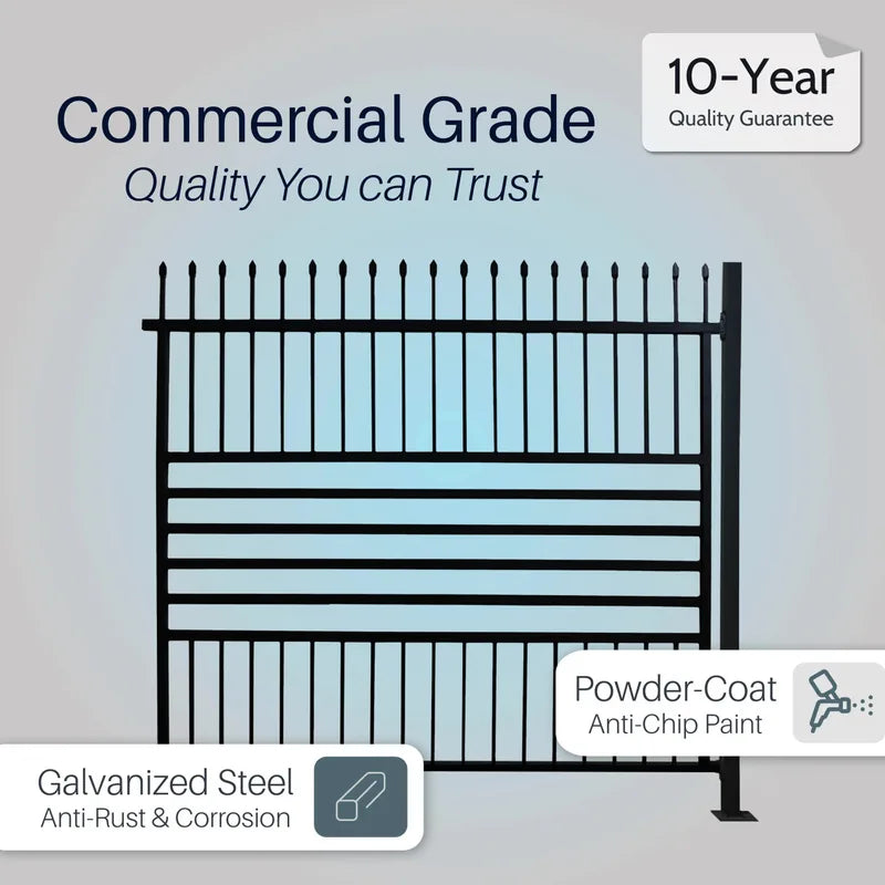 Aleko Berlin commercial grade steel fence panel detail