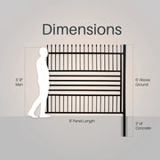 Aleko Berlin fence panel and post dimensions diagram