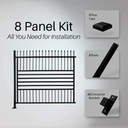 Aleko Berlin fence kit contents: panels, posts, caps, brackets and screws