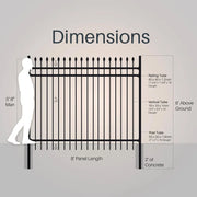 Aleko Tokyo fence panel and post dimensions diagram