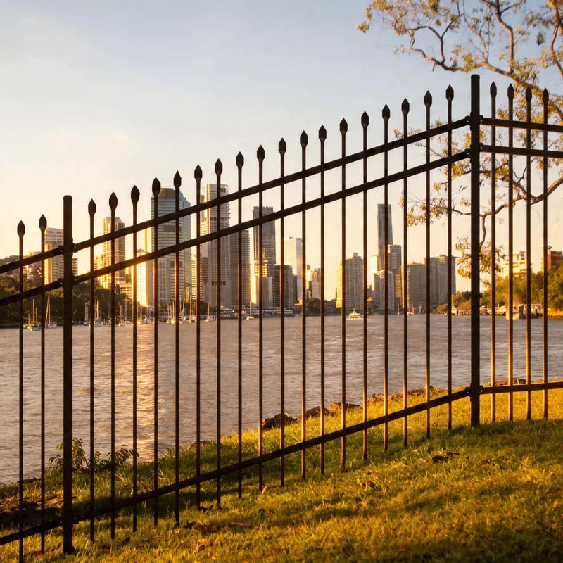 Aleko Tokyo steel fence in a residential setting