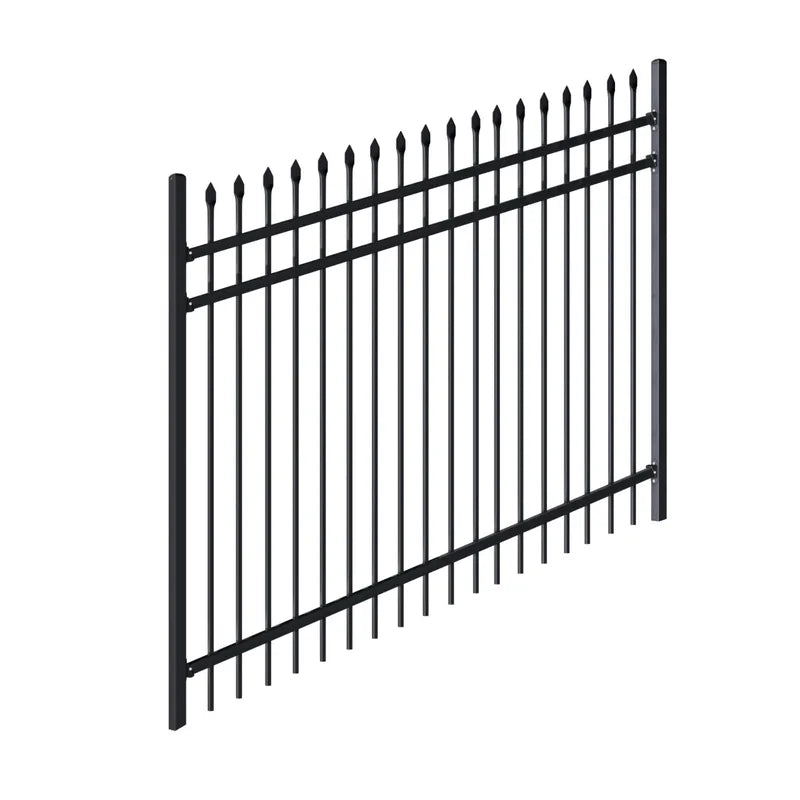 Aleko Tokyo fence angled side view with ground level posts