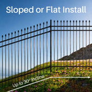 Aleko Tokyo fence panels raked for sloped terrain up to 30 degrees
