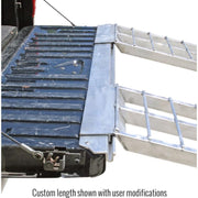 HD Ramps Alumi-Loc 5' Ramp Attaching System secured on the truck bed

