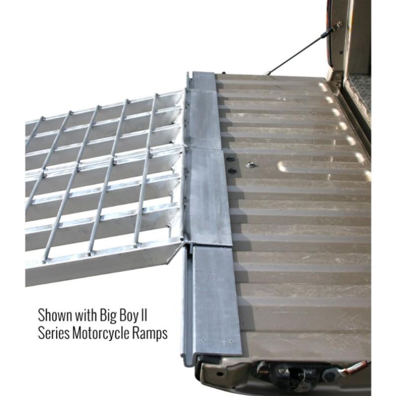 HD Ramps Alumi-Loc Ramp Attachment System ramp attached on the truck bed
