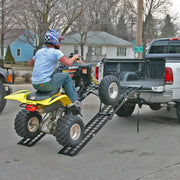 Black Widow Aluminum Dual Runner Folding ATV Ramps in use
