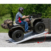 Black Widow Aluminum Extra-Wide Punch Plate Folding ATV Ramp in use with ATV
