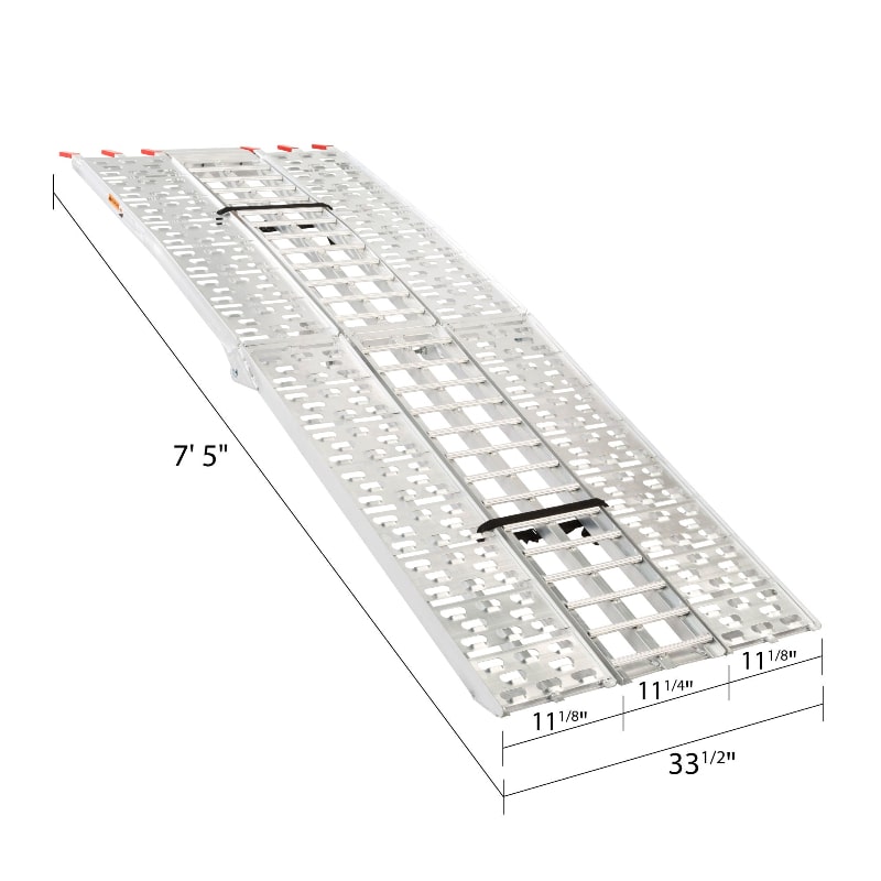 Black Widow Aluminum Folding Arched 3-Piece Motorcycle Ramp dimensions and measurements