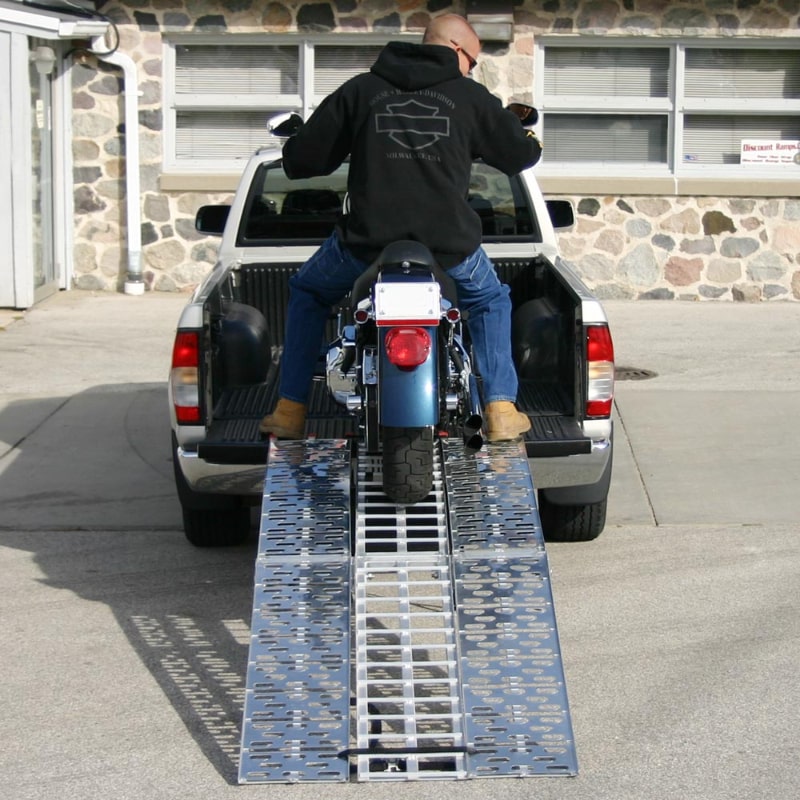 Access Ramp Widowmaker Black Widow Aluminum Folding Arched 3-Piece Motorcycle Ramp - 1,500 lb ...