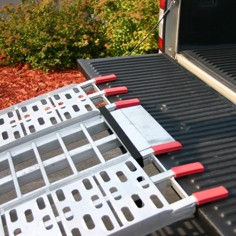 Black Widow Aluminum Folding Arched 3-Piece Motorcycle Ramp rubber-coated attachment points